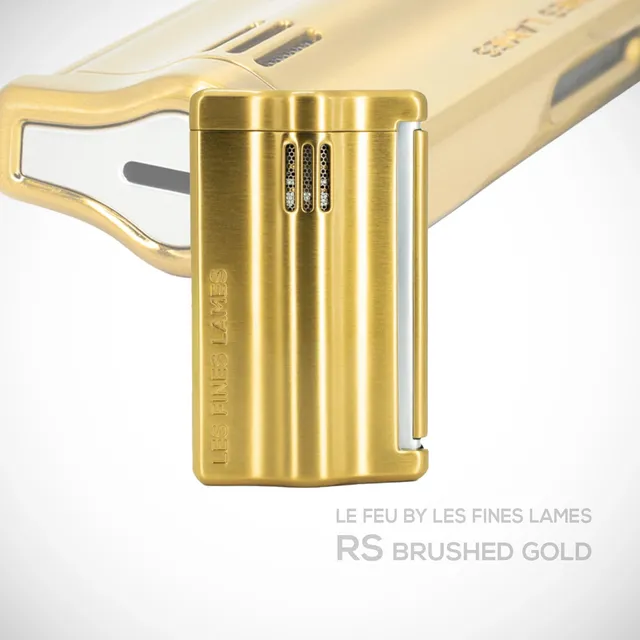 les-fines-lames-le-feu-rs-zigarrenfeuerzeug-brushed-gold-flachflamme image 1