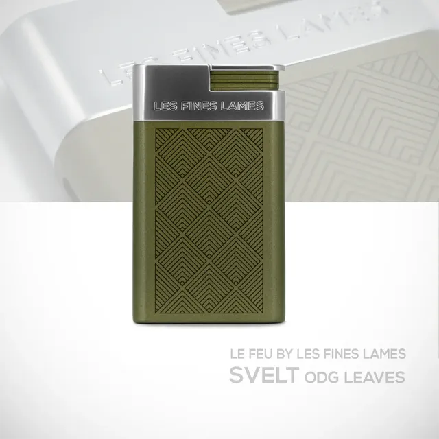 les-fines-lames-le-feu-svelt-zigarrenfeuerzeug-od-green-leaves image 1