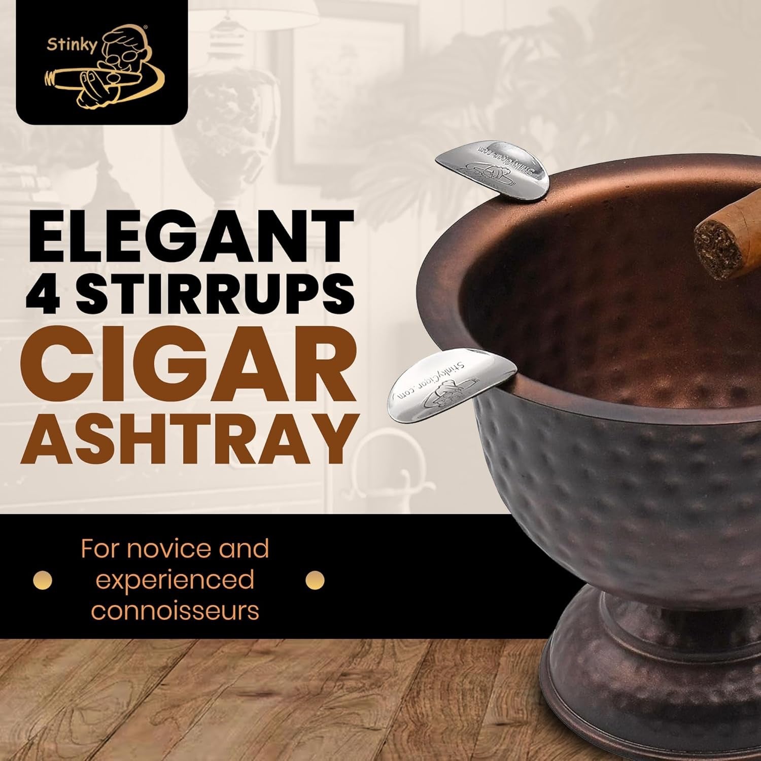 stinky-ashtray-tall-zigarrenaschenbecher-hammered-copper-4-ablagen image 3
