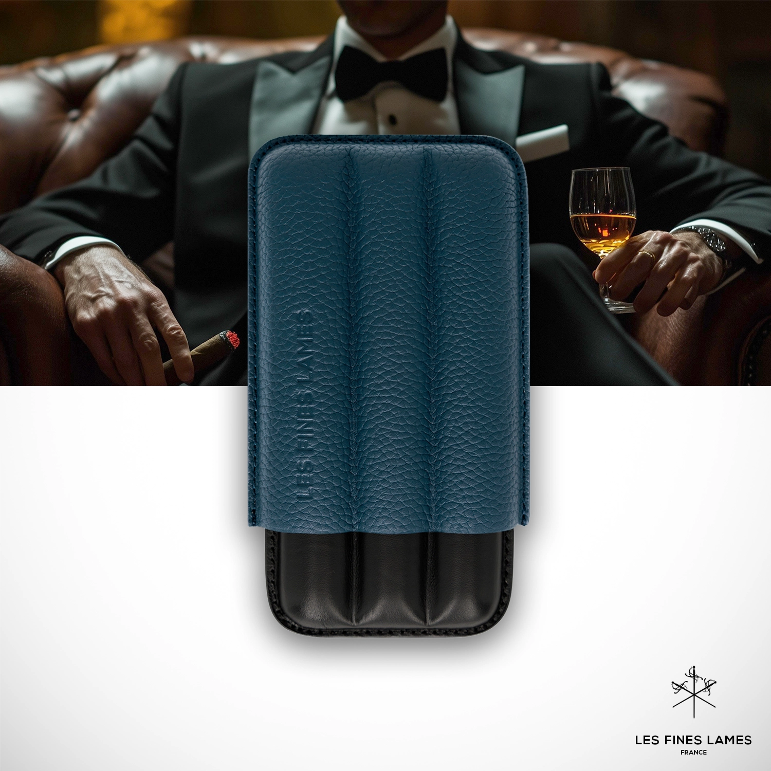 les-fines-lames-cigar-case-trio-zigarrenetui-blau-leder image 1