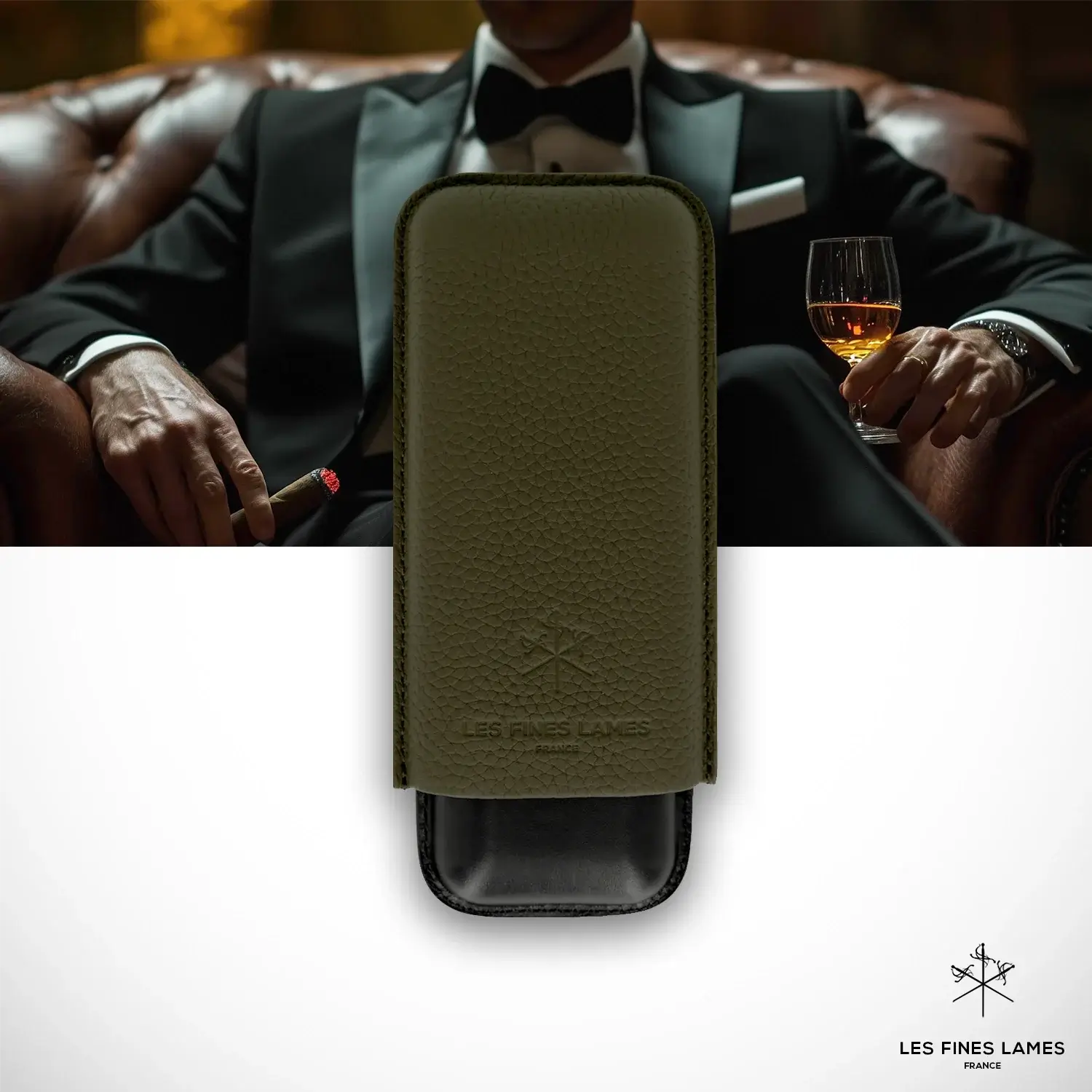 les-fines-lames-cigar-case-duo-zigarrenetui-od-green-leder image 1