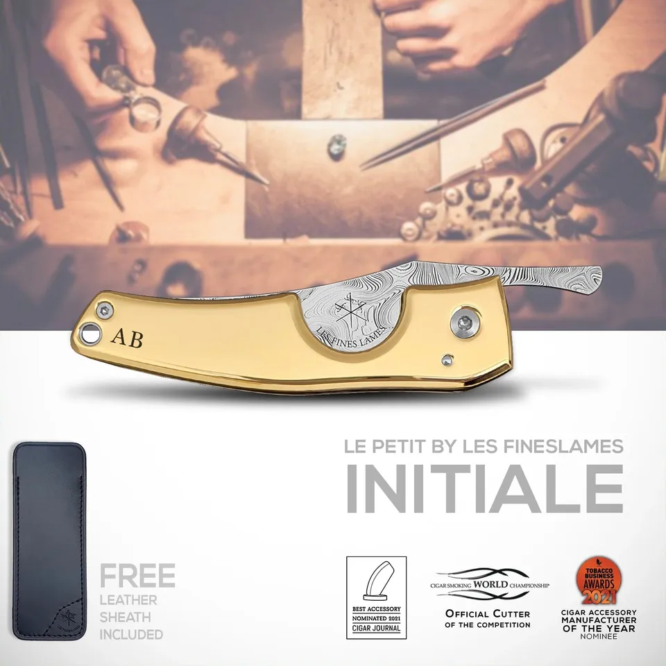 les-fines-lames-le-petit-initiale-gold-zigarrencutter-damast image 1