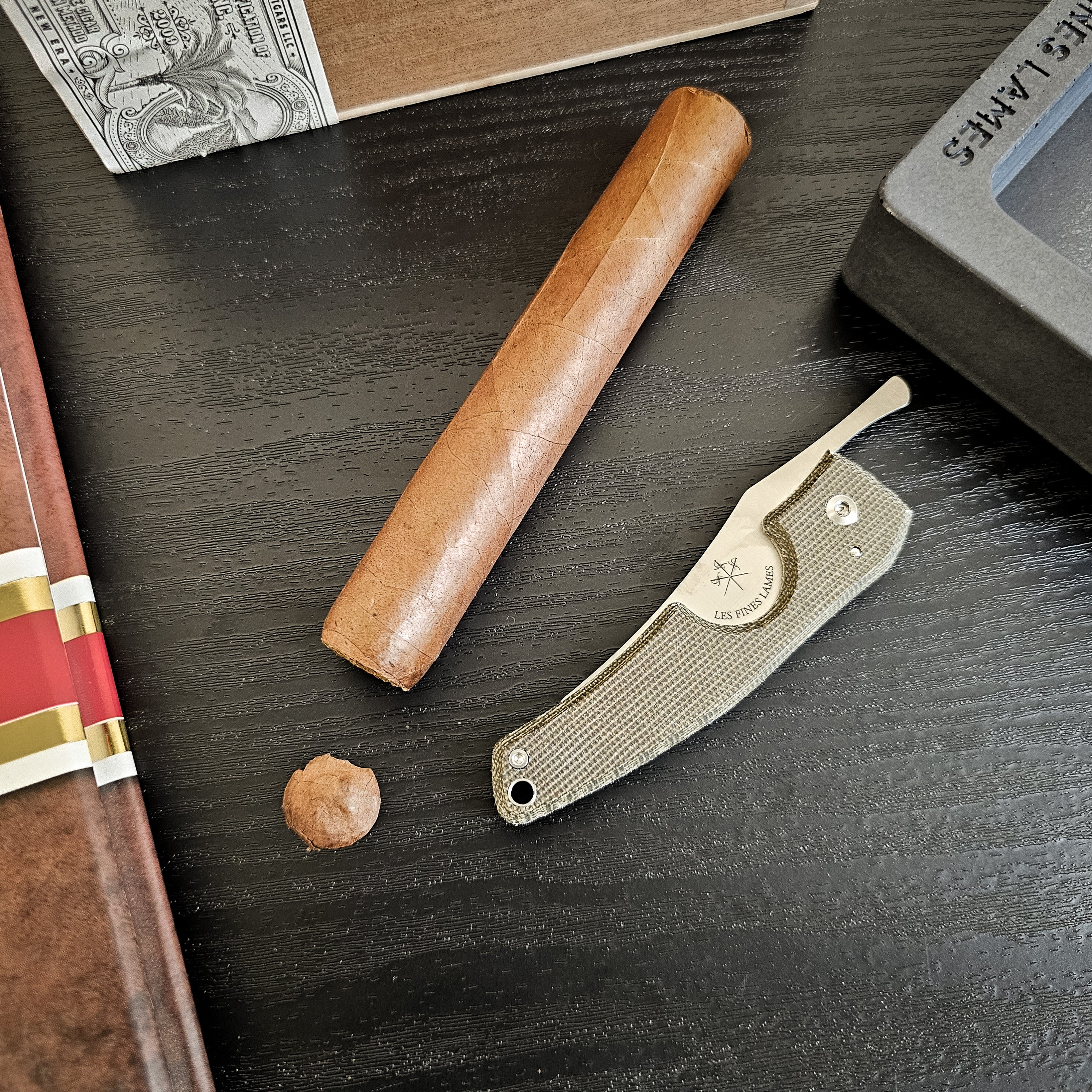 les-fines-lames-le-petit-zigarrenmesser-odg-micarta-gr-n image 5