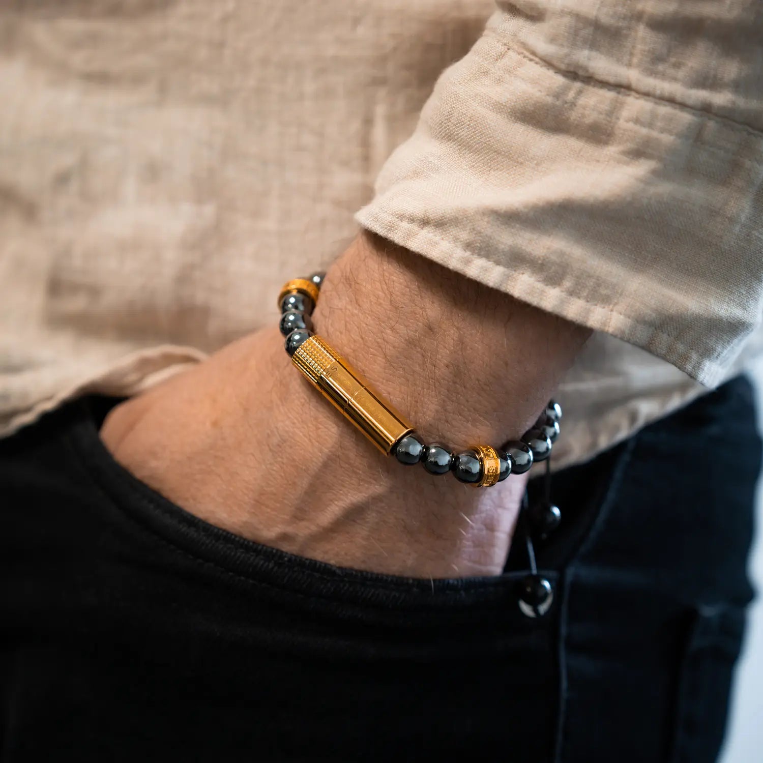 les-fines-lames-punch-bracelet-mercurio-gold-zigarrenschneider-verstellbar image 4