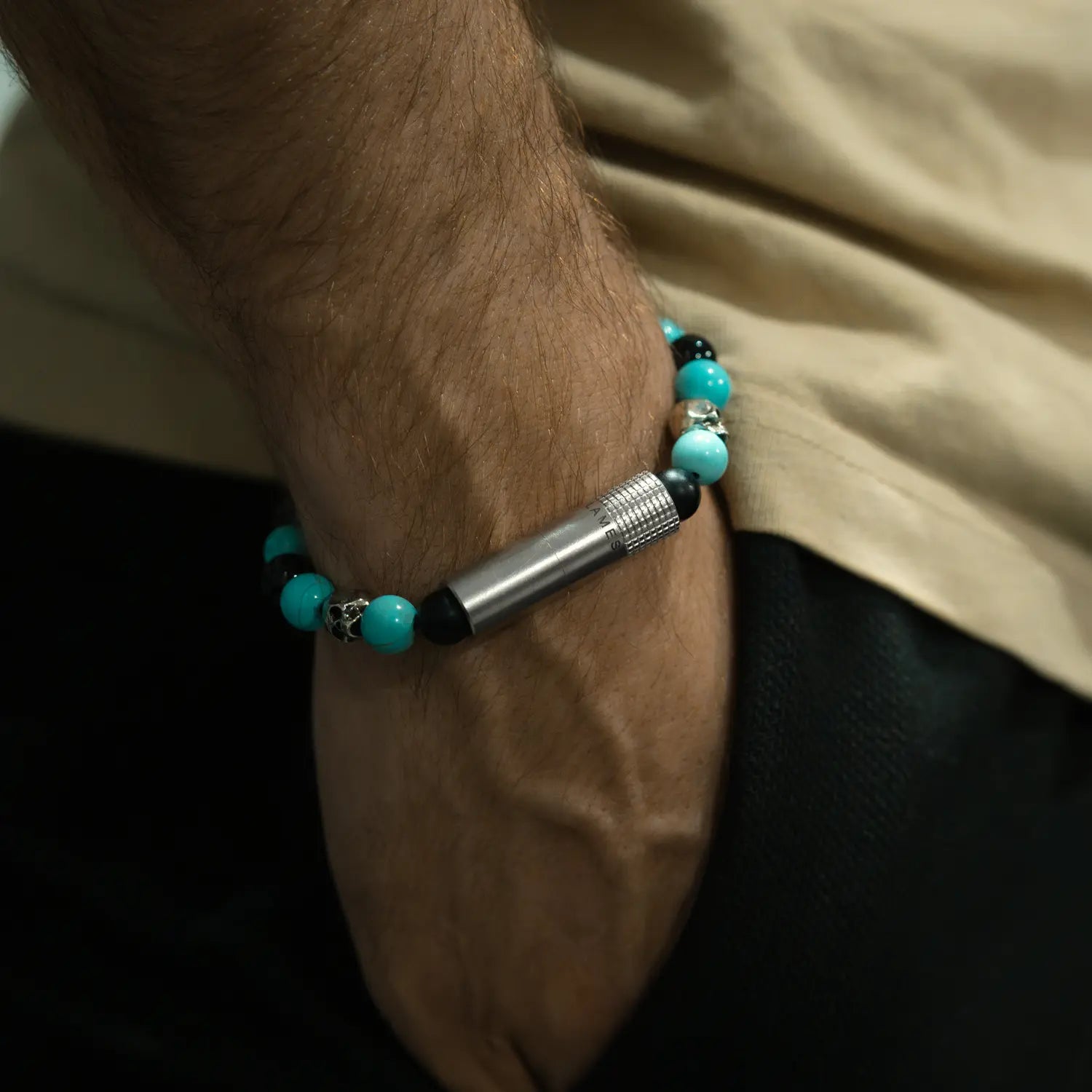 les-fines-lames-punch-bracelet-turquoise-skull-punch-armband-elastisch image 4