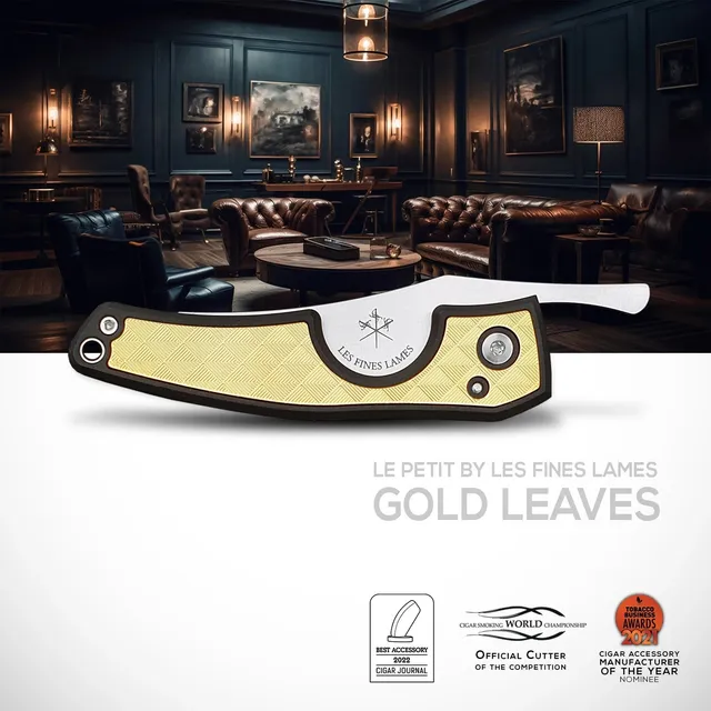 les-fines-lames-le-petit-gold-leaves-zigarrenmesser-gold image 1