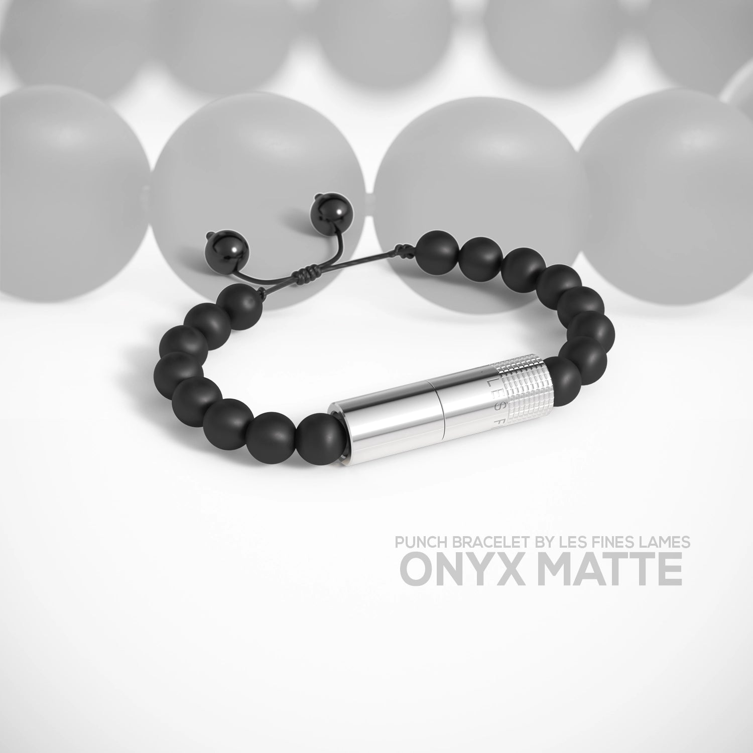 les-fines-lames-punch-bracelet-zigarrenbohrer-onyx-matt-elastik image 6