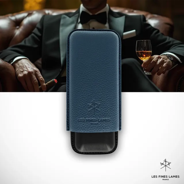 les-fines-lames-cigar-case-duo-zigarrenetui-leder-blau image 1