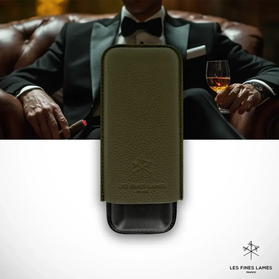 les-fines-lames-cigar-case-duo-zigarrenetui-od-green-leder image 1