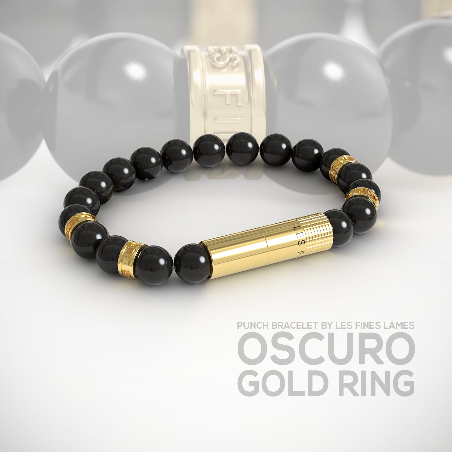 les-fines-lames-punch-bracelet-oscuro-gold-ring-punch-armband-verstellbar image 6