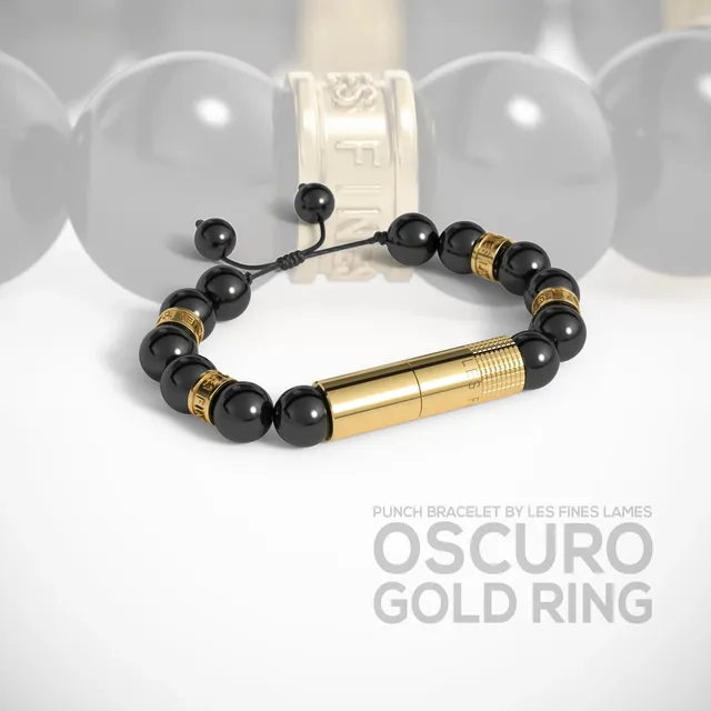 les-fines-lames-punch-bracelet-oscuro-gold-ring-punch-armband-verstellbar image 1