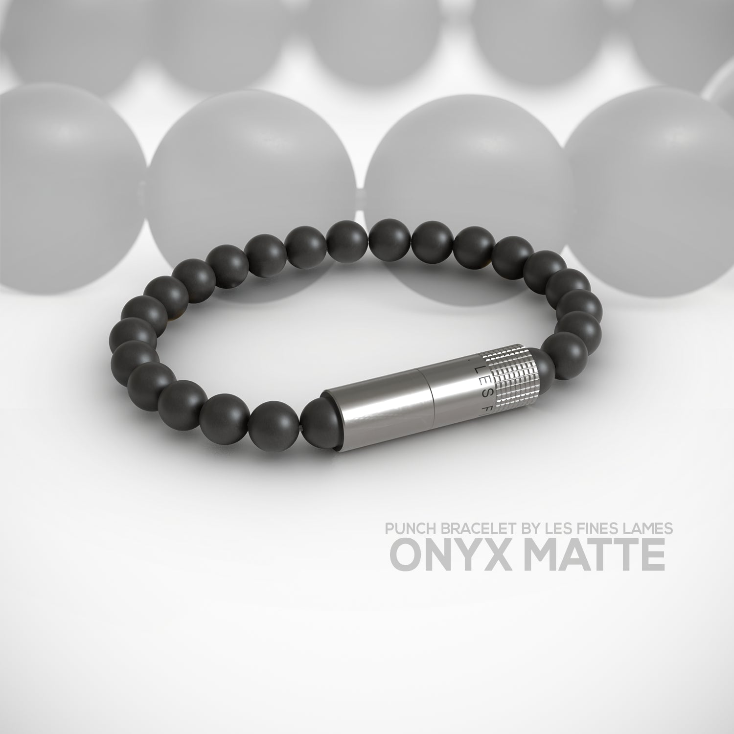 les-fines-lames-punch-bracelet-zigarrenbohrer-onyx-matt-elastik image 1