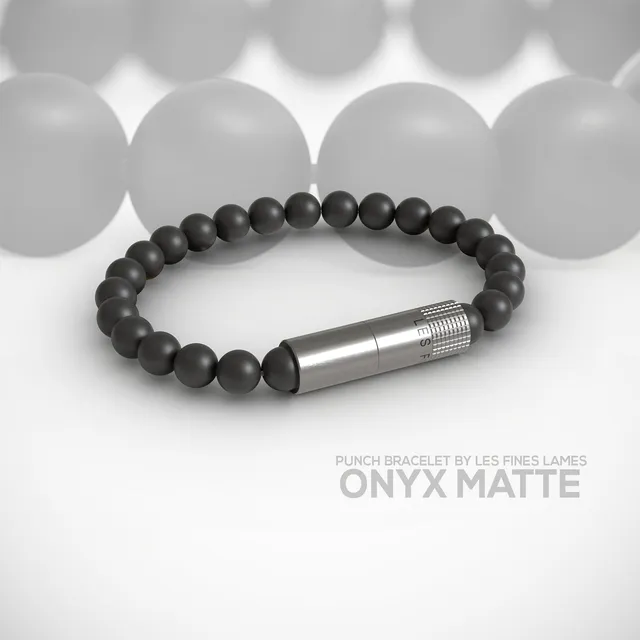 les-fines-lames-punch-bracelet-zigarrenbohrer-onyx-matt-elastik image 1